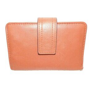 SAFE KEEPER orange, peach color bi-fold women's wallet approx 5.5 x 3.75" closed